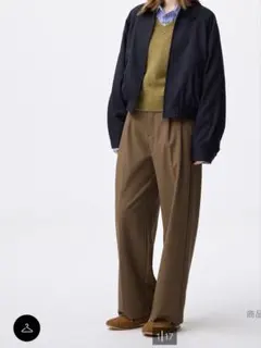 gu タックワイドパンツ　茶