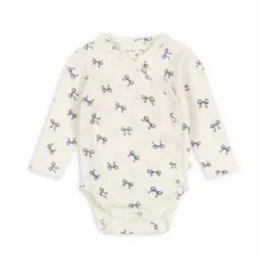 66cm【新品】リボン柄ロンパース　韓国　長袖　ロンパース　ベビー　肌着