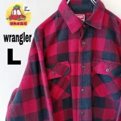 USA古着 wrangler フリースネルシャツ　L レッド　ブラック　チェック