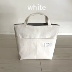 バッグインバッグ　帆布クリームホワイト縦長