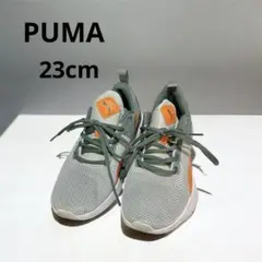 PUMA プーマ スニーカー 23cm 軽量 メッシュ グリーン×オレンジ