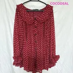 COCODEAL ドット柄 フリルブラウス レッド　シフォンのサムネイル