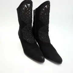 YSL イヴサンローラン ショートブーツ 黒 スエード