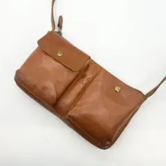 入手困難✨イルビゾンテ　ショルダーバッグ　Wポケット　レザー　ブラウン