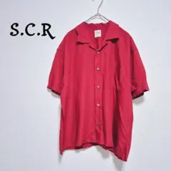 S.C.R　ボルドー　ワインレッド　半袖シャツ　ユニセックス　古着　90s