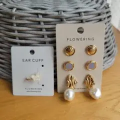 FLOWERING ゴールドパールピアスセット&イヤーカフ