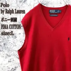 IS102【大人気】ポロバイラルフローレン刺繍ピマコットン薄手Vネックジレベスト