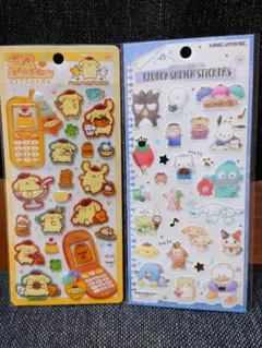 サンリオキャラクターとポムポムプリンのシール
