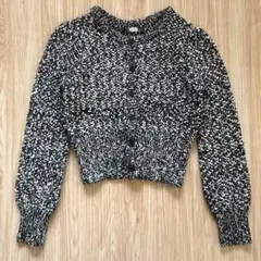 GU ジーユー レディース カーディガン ニット トップス ショート 黒 白 M