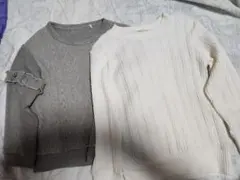 グレーとホワイトのニットセーター2点セット