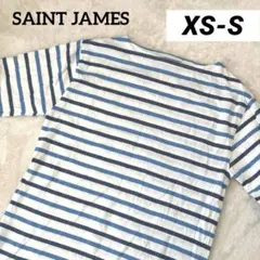 【良品】SAINT JAMES Tシャツ 白と青のボーダー 綿100％USA32