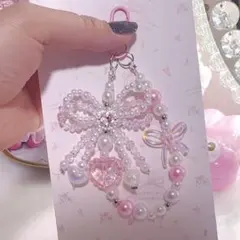 二重リボンストラップ　pink3