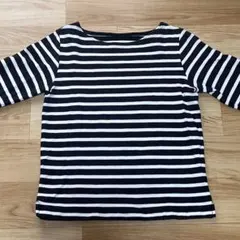 MUJI 無印良品 カットソー ロンT ボーダー 七分袖 M