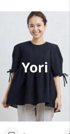 yori ヨリ フクレティアード バックリボン 半袖 ブラウス36 ブラック yori ヨリ フクレティアード バックリボン 半袖 ブラウス36 ブラック
