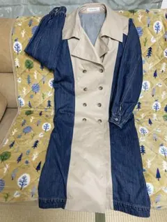 SPIRALGIRL デニム×トレンチ風のドッキングワンピース（コート系）