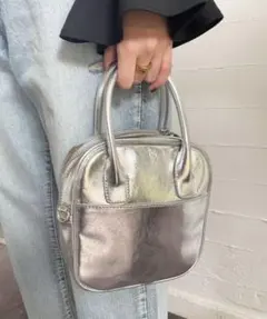 LOWRYSFARM シルバー ハンドバッグ ショルダーバッグ2way