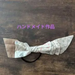 【ハンドメイド・アンティーク風】 花柄リボン型ヘアゴム