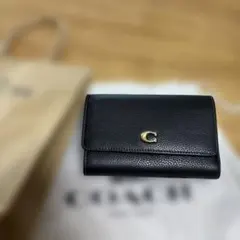 コーチ　新品未使用　ブラックレザー　三つ折り財布