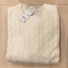 ユニクロ スフレヤーンケーブルクルーネックセーター 長袖