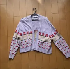 ZARA 花柄刺繍ラベンダーカーディガン
