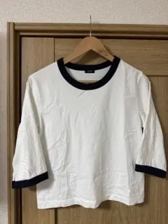 ロエフ　ホワイト 7分袖 Tシャツ リブ付き