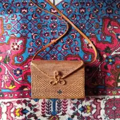 古着屋　vintage ブラウン編み込みショルダーバッグ