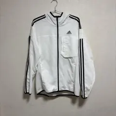 adidas フード付きホワイトウィンドブレーカー トレーニングウェア