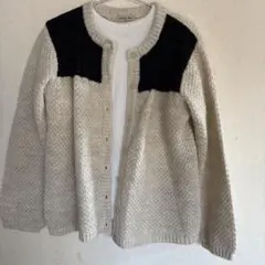 Samansa Mos2 ニットカーディガン アイボリー ブラック