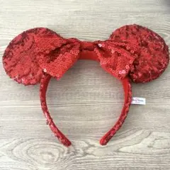 ミニー スパンコール 赤 カチューシャ