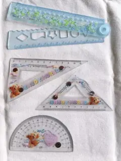 テディベアデザイン三角定規と分度器セット