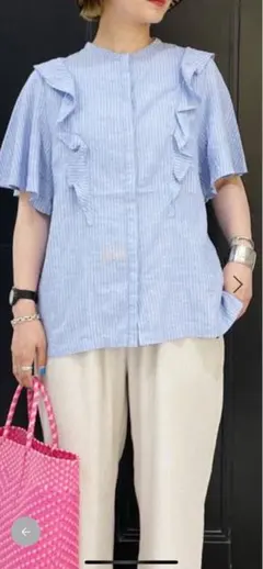 新品タグ付　niko and… リフレッシュリネンレーヨンフリルブラウス　M