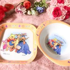 プーさん ＆ 仲間たち！  深型 楕円 & トレー ３点 / メラミン 皿