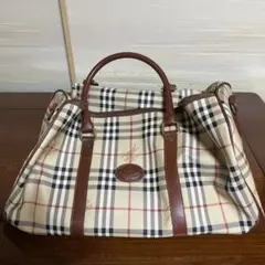 Burberryチェック柄ボストンバッグ 中型