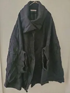 ロングコート モード系アウター 纏う布 イタリア製 黒 ワンサイズ