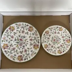 ミントン ハドンホール 英国製 花柄プレート大皿27cmと中皿20.5cmセット