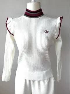 新品　タグ付き ホワイトリブ編みセーター　Lサイズ