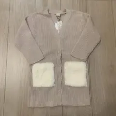 新品♡プティマイン カーディガン ポケットファー ピンク 110 120