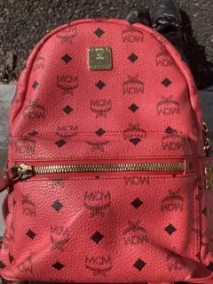 MCM リュック スタッズ レッド