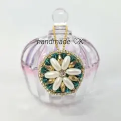 [NO.23]ビーズ刺繍ブローチ/花/ブルー/ハンドメイド/キーホルダー