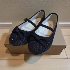 キッズ 黒 グリッター フォーマルシューズ 20cm