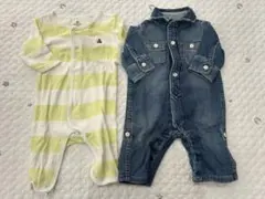 GAP ロンパース　カバーオール　デニム　ボーダー　ベビー　50 60