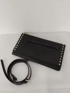 ラシット　スタッズ付き　クラッチバッグ　ショルダー　2way ブラックのサムネイル