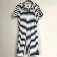 le coq sportif(ルコック ゴルフ)半袖ワンピース ボーダー 白×紺