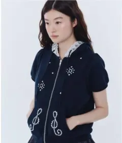 Tina Jojun フロントジップ スタープリント パーカー ネイビー - メルカリ