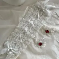 白レース リボン ゴシック ロリィタ ヘッドドレス