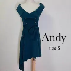 Andy トレンチ風リボンベルAラインアシンメトリードレス ネイビー