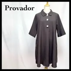 【新品タグ付き】プロバドール 膝丈 シャツワンピース 七分袖 五分袖 ブラウンM