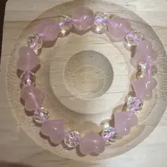 ハート型ローズクォーツブレスレット