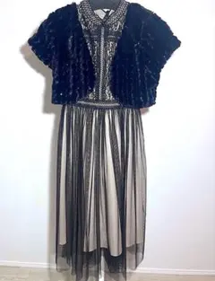【美品】結婚式 オケージョンドレス 黒 ボレロ付き お呼ばれ パーティー