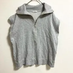 Honeys ハニーズ グレー ハーフジップ トップス フレンチスリーブ 春夏のサムネイル